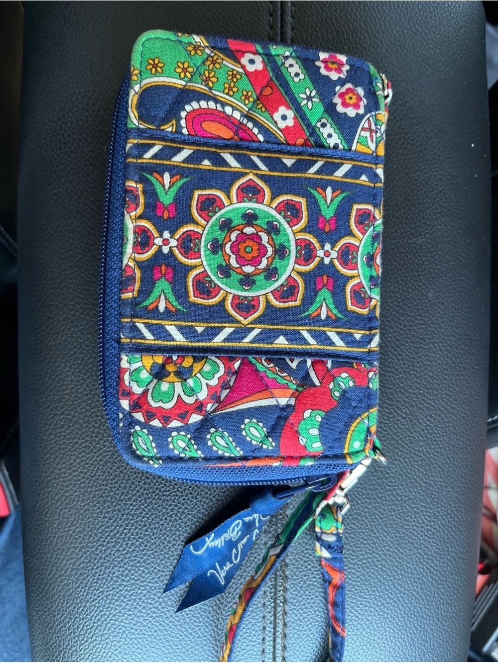 Vera Bradley Navy Multicolor Floral Paisley Wristlet Wallet